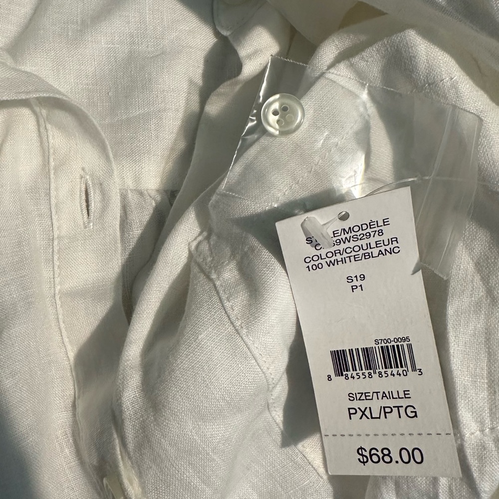 NWT Linen Short-Sleeve Button-Down Shirt - Picture 3 of 5
